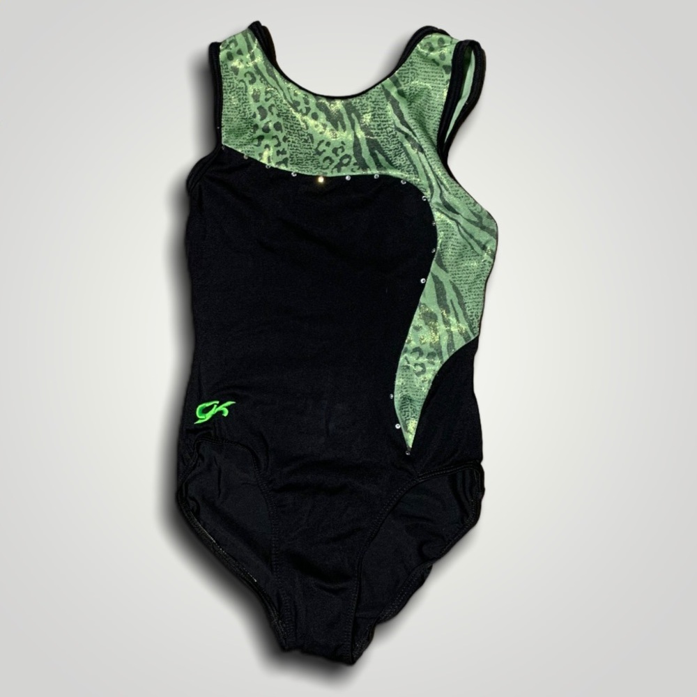 GK green and black YL tank leotard